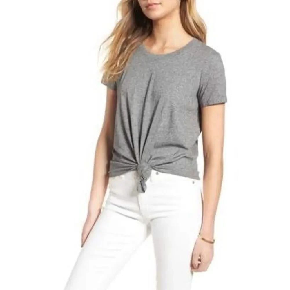 ✨Madewell Knot-Front Grey Sz Large Tee✨